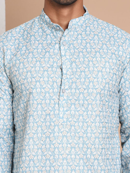 Anouk Men Floral Printed Sequinned Floral Kurta