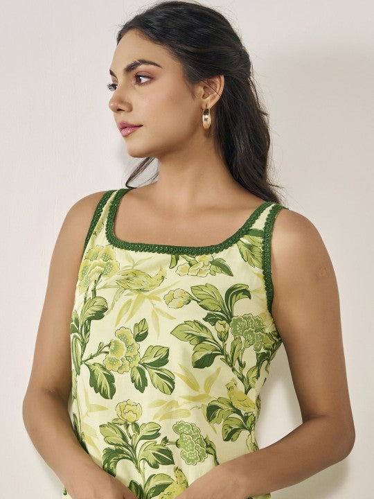 Women Floral Printed Regular Pure Cotton Kurta with Palazzos & With Dupatta