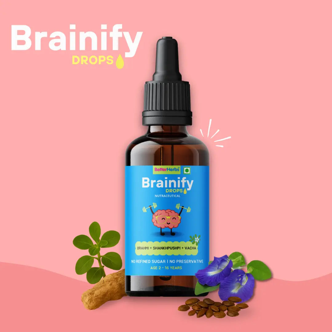 Brainify Drops – Clinically Tested Ayurvedic Formula for Kids’ Brain Health (2-16 Yrs) | No Added Sugar & Preservatives - 30ml