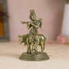 Svastika Brass Standing krishna Statue with Cow (7 Inch)