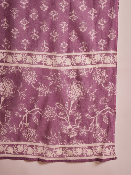 Sangria Women Printed Pure Cotton Straight Kurta & Trousers With Dupatta