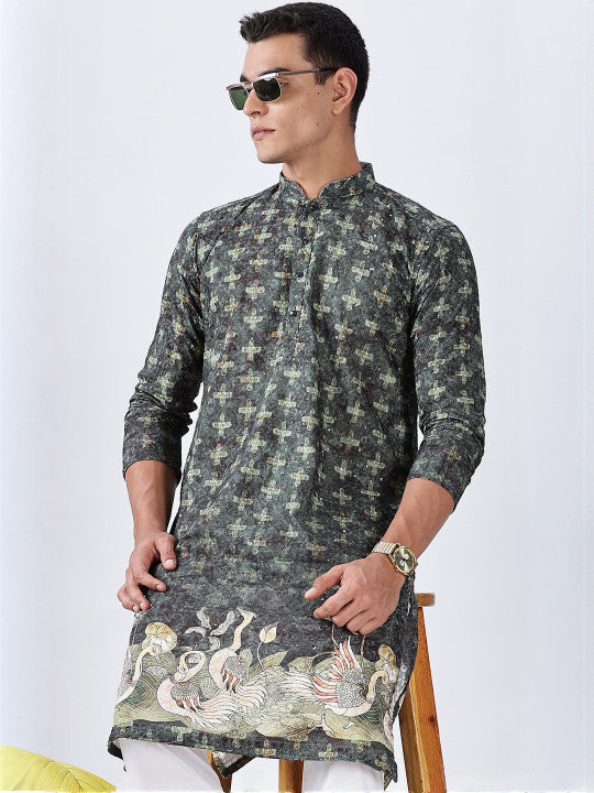 Men Ethnic Printed Mandarin Collar Kurta