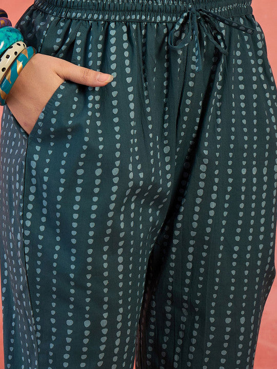 Sangria Floral Printed Straight Kurta & Trousers With Dupatta