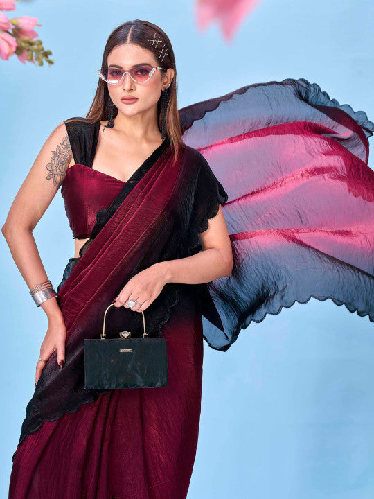 Tikhi Imli Ombre Satin Designer Saree