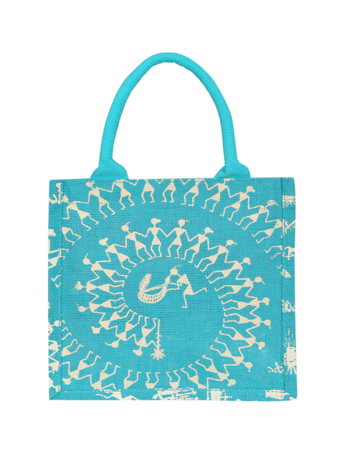 10 X 10 X 7 - ZIPPER WARLI BAG ZIPPER LUNCH (B-096- TURQUOISE BLUE)