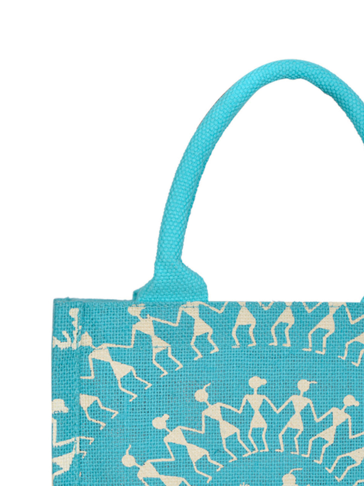 10 X 10 X 7 - ZIPPER WARLI BAG ZIPPER LUNCH (B-096- TURQUOISE BLUE)