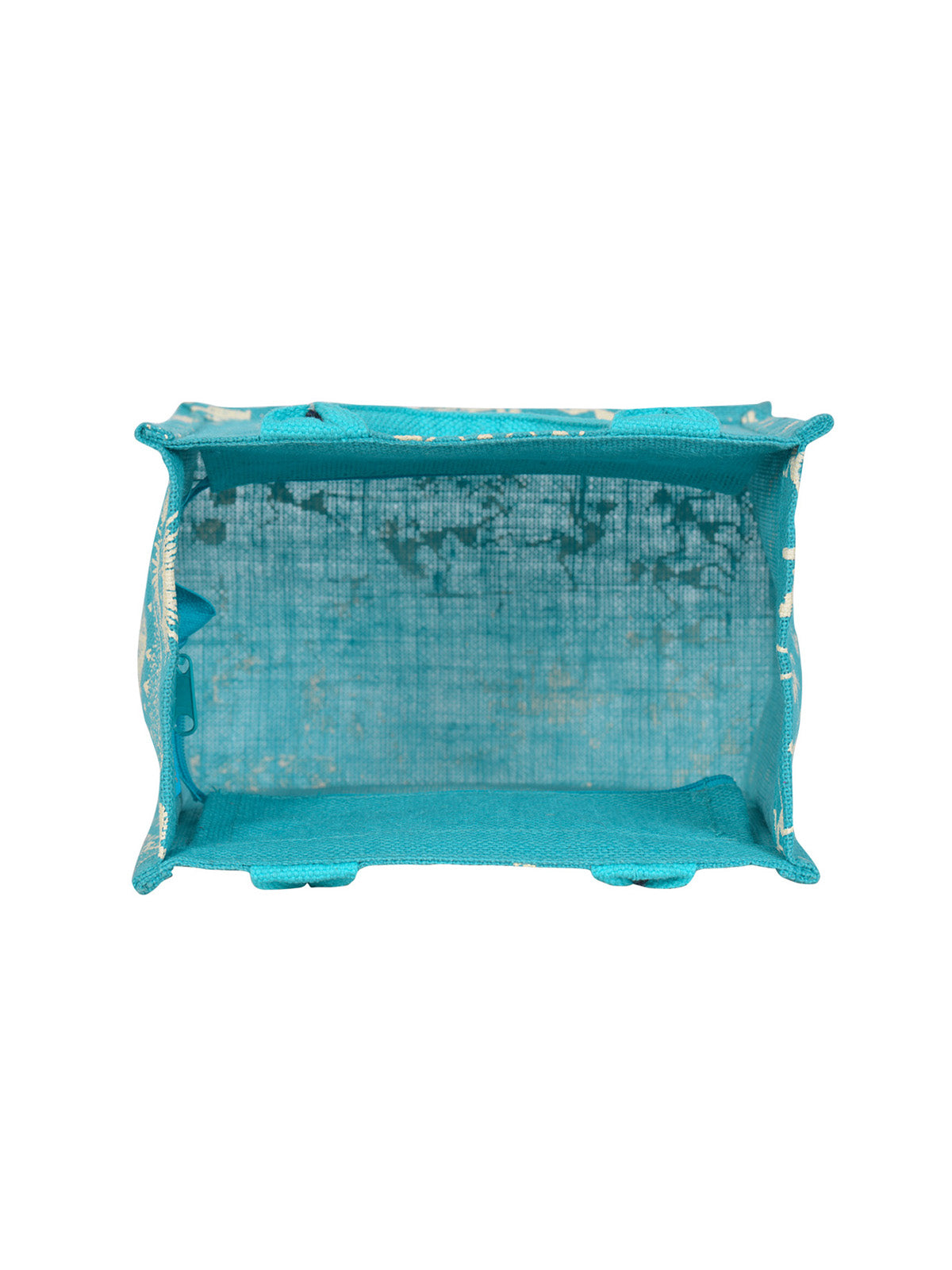 10 X 10 X 7 - ZIPPER WARLI BAG ZIPPER LUNCH (B-096- TURQUOISE BLUE)