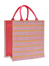 Jute Cottage Ribbon Motif Zipper Bag