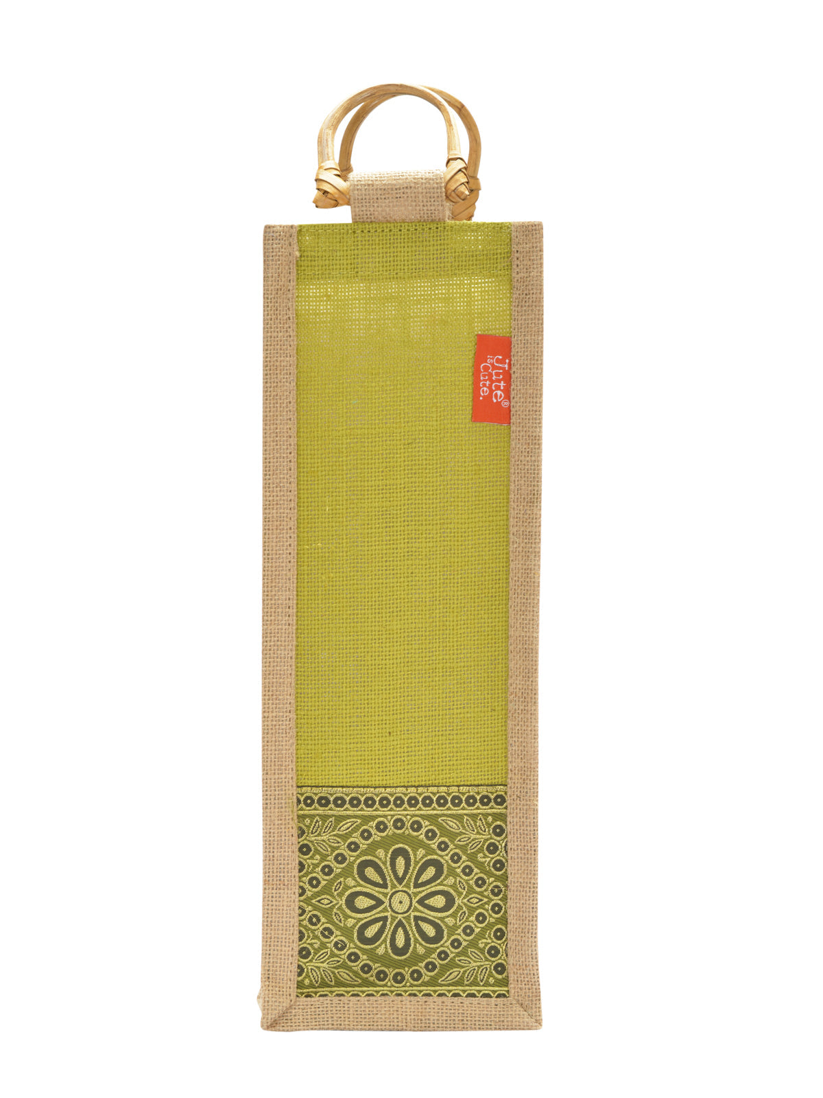 BOTTLE BAG WITH LACE / PRINT (B-010-OLIVE GREEN)