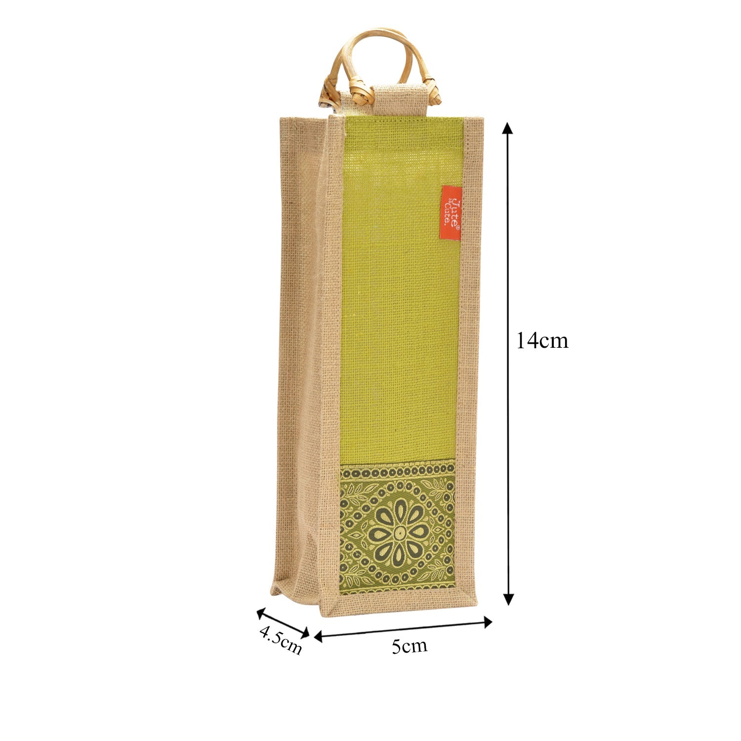 BOTTLE BAG WITH LACE / PRINT (B-010-OLIVE GREEN)
