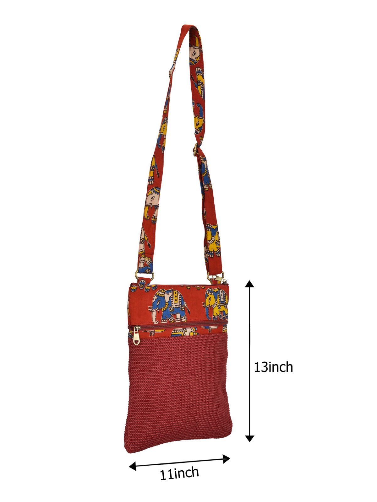 JUTE COTTAGE DOBBY SLING BIG, SUSTAINABLE, ECO-FRIENDLY, 100% GENUINE JUTE, STYLISH (RED 13X11)