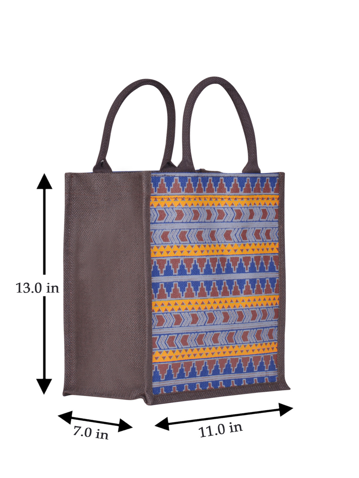 13 X 11 X 7 - AZTEC PRINT LUNCH BAG (B-064-BROWN)