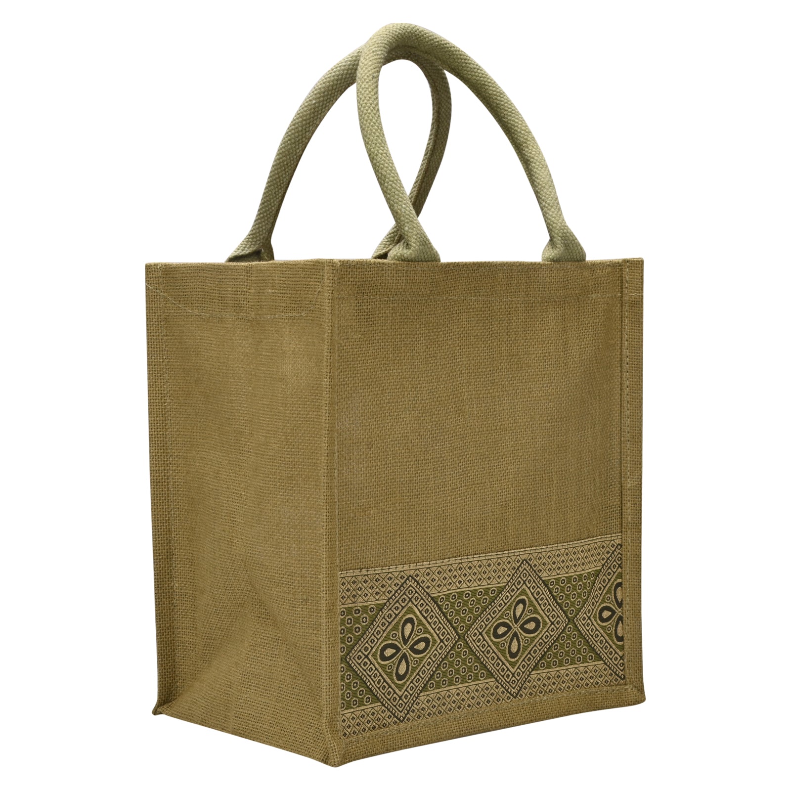 JUTE COTTAGE LACE ZIPPER LUNCH BAG, SUSTAINABLE, ECO-FRIENDLY, 100% GENUINE JUTE, STYLISH (BLACK 11X10X7)