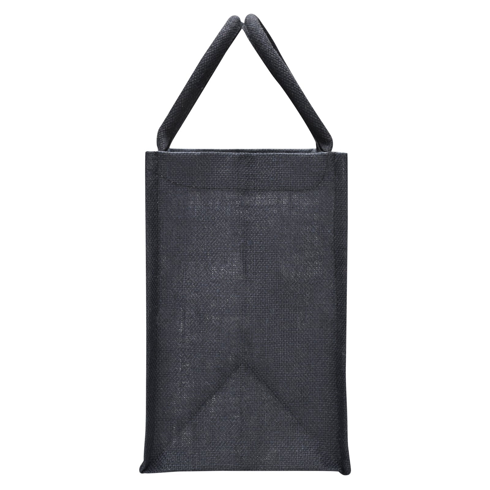 JUTE COTTAGE LACE ZIPPER LUNCH BAG, SUSTAINABLE, ECO-FRIENDLY, 100% GENUINE JUTE, STYLISH (BLACK 11X10X7)