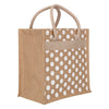 Jute Cottage Polka Dot Zipper Lunch Bag 100% Genuine Jute