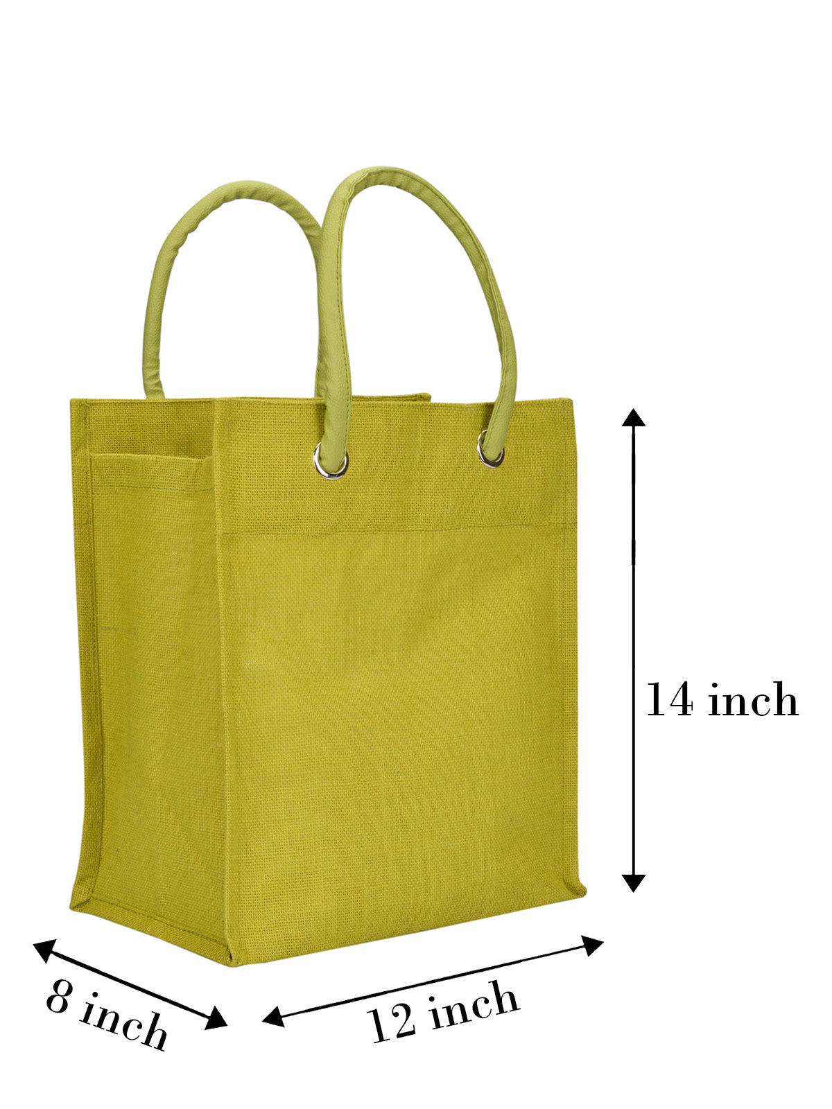 JUTE COTTAGE BIG EYELET LUNCH BAG SUSTAINABLE, ECO-FRIENDLY, 100% GENUINE, STYLISH JUTE BAG (OLIVE GREEN 14X12X8)
