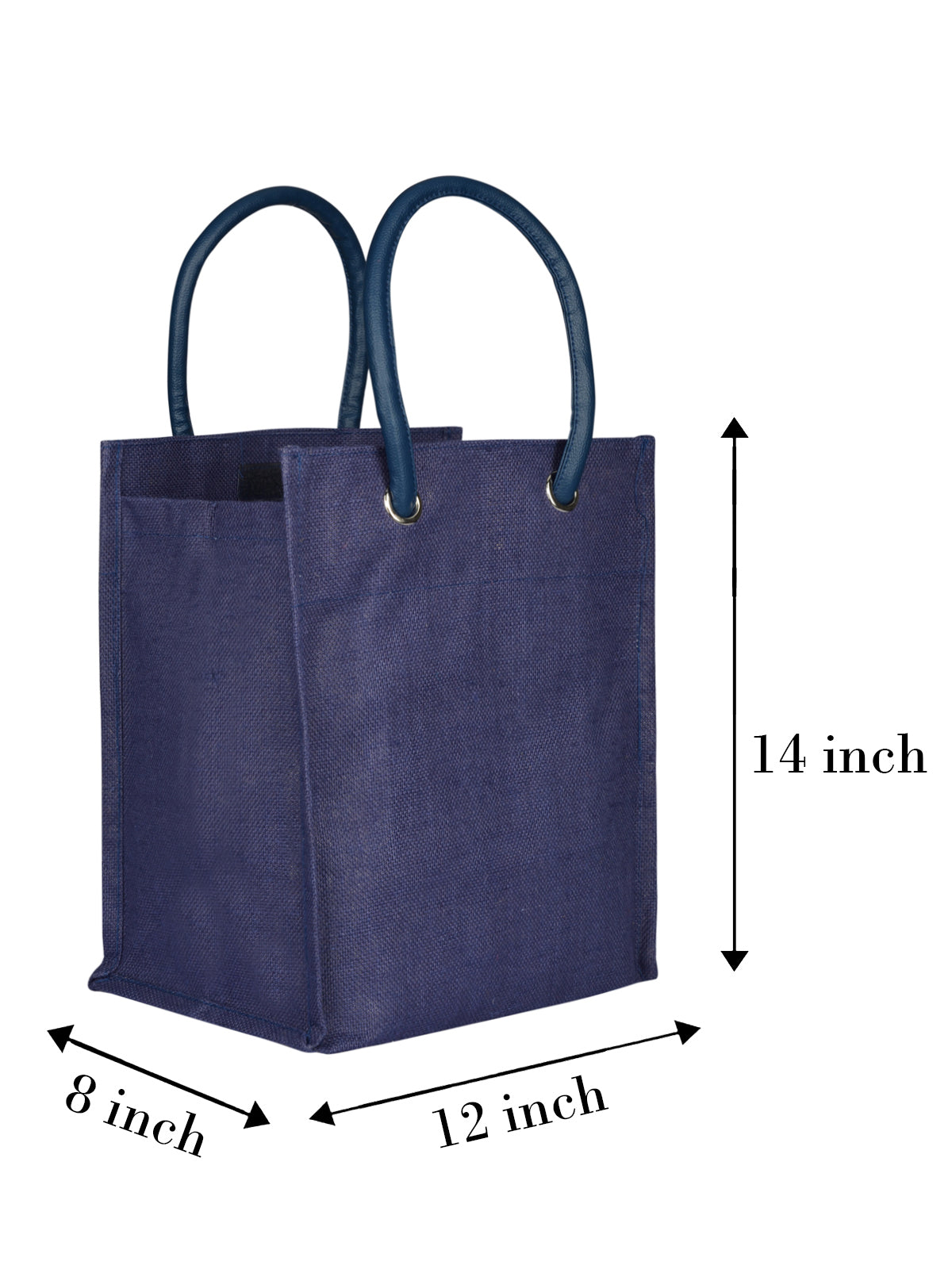 JUTE COTTAGE BIG EYELET LUNCH BAG SUSTAINABLE, ECO-FRIENDLY, 100% GENUINE, STYLISH JUTE BAG (NAVY BLUE 14X12X8)