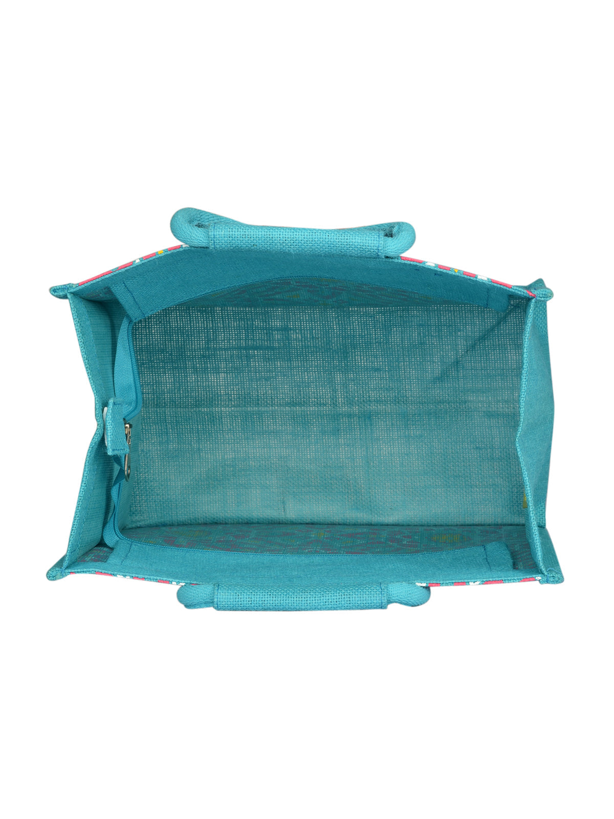 12 X 12 X 7 - MUGHAL PRINT ZIPPER LUNCH BAG (B-188-TURQUOISE BLUE)