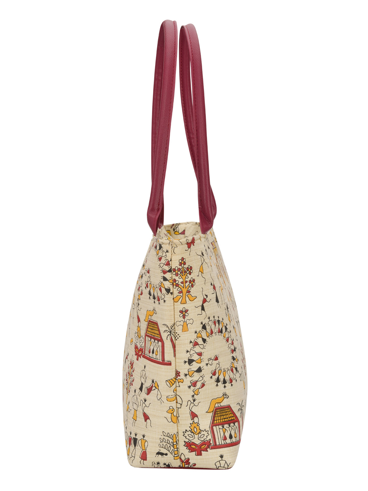 JUTE COTTAGE WARLI HAND BAG SUSTAINABLE, ECO-FRIENDLY, 100% GENUINE, STYLISH COTTON BAG  (MAROON 11X16X4.5)