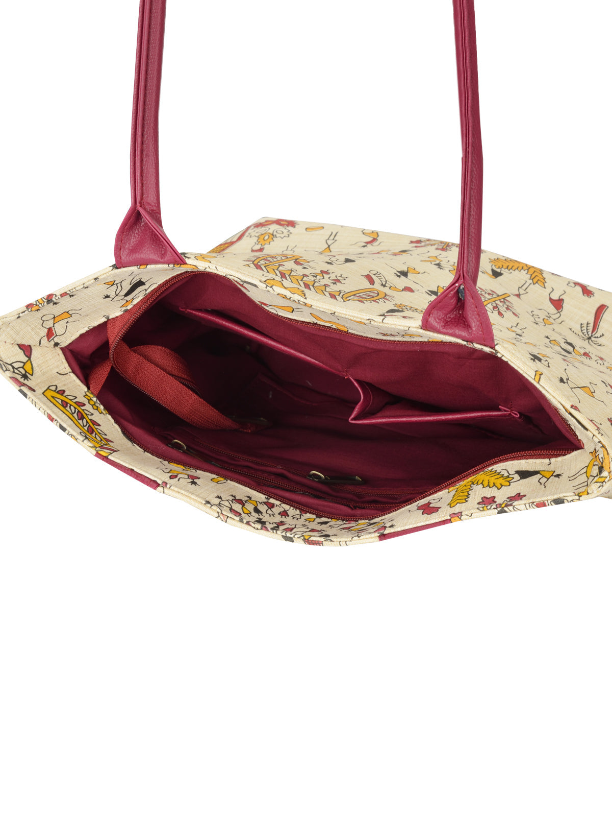 JUTE COTTAGE WARLI HAND BAG SUSTAINABLE, ECO-FRIENDLY, 100% GENUINE, STYLISH COTTON BAG  (MAROON 11X16X4.5)