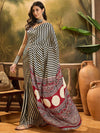 Sangria Striped Printed Saree With Blouse Piece