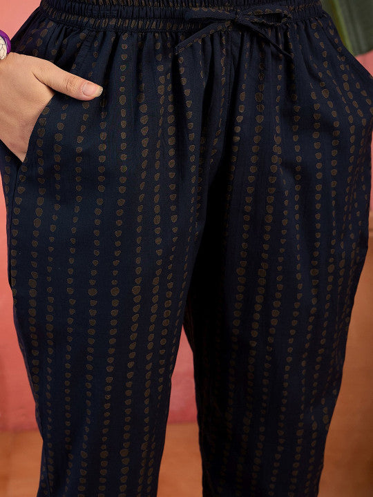 Sangria Floral Printed Kurta & Trousers With Dupatta