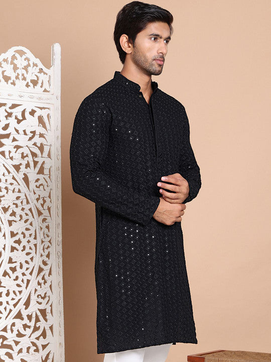 Anouk Men Geometric Embroidered Sequinned Kurta