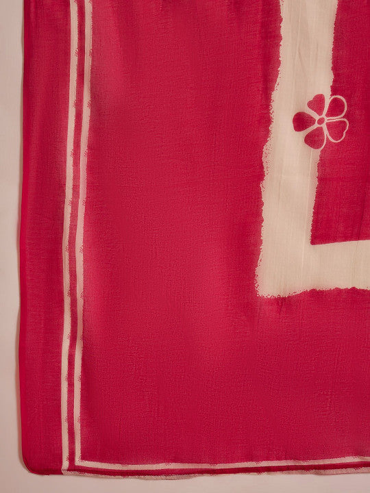 Sangria Floral Printed V Neck Pure Cotton Straight Kurta With Trousers & Dupatta