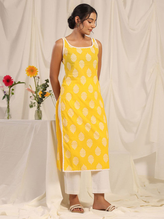 anayna Women Ethnic Motifs Printed Thread Work Kurta