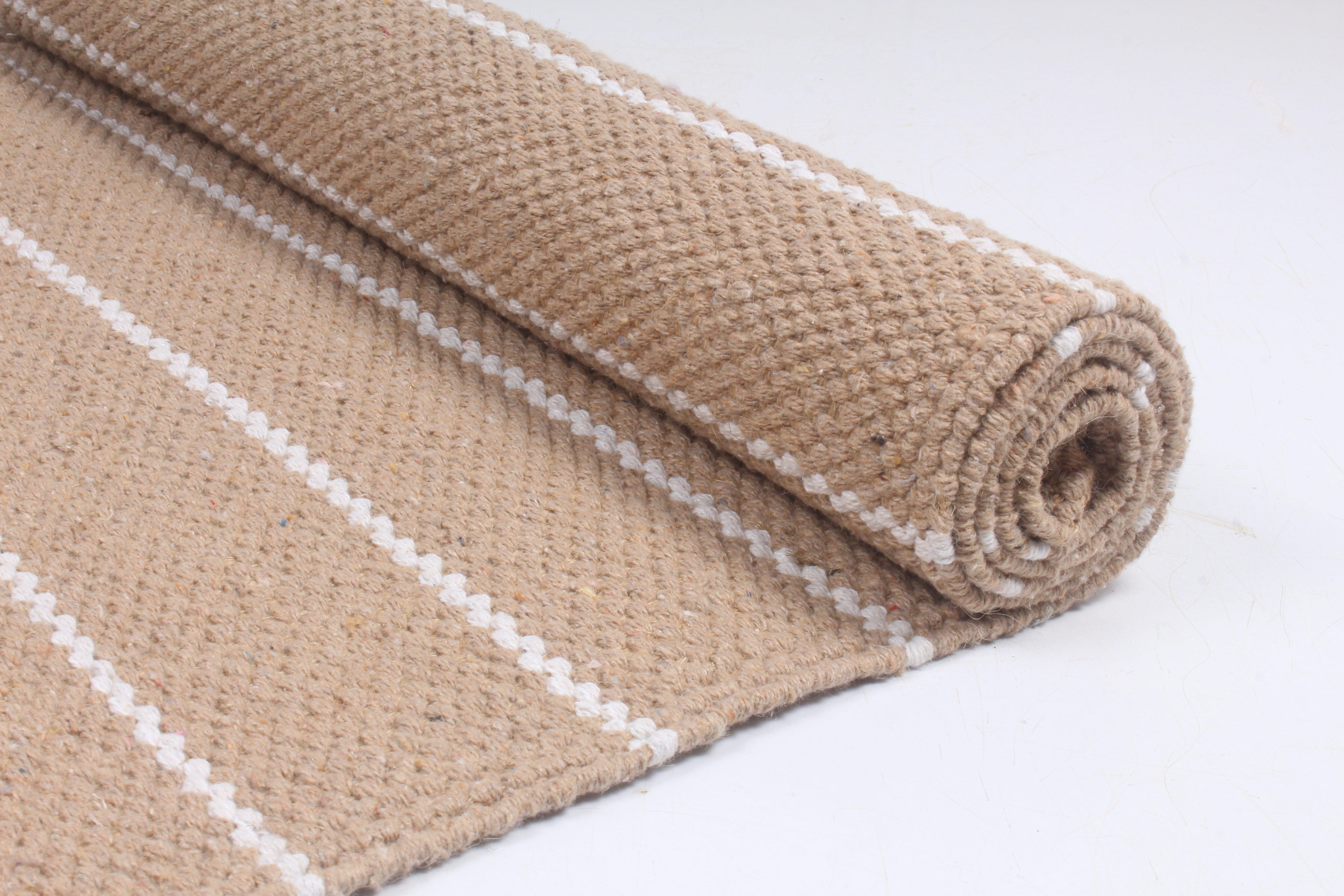 Handwoven Jute Runner with White Stripes