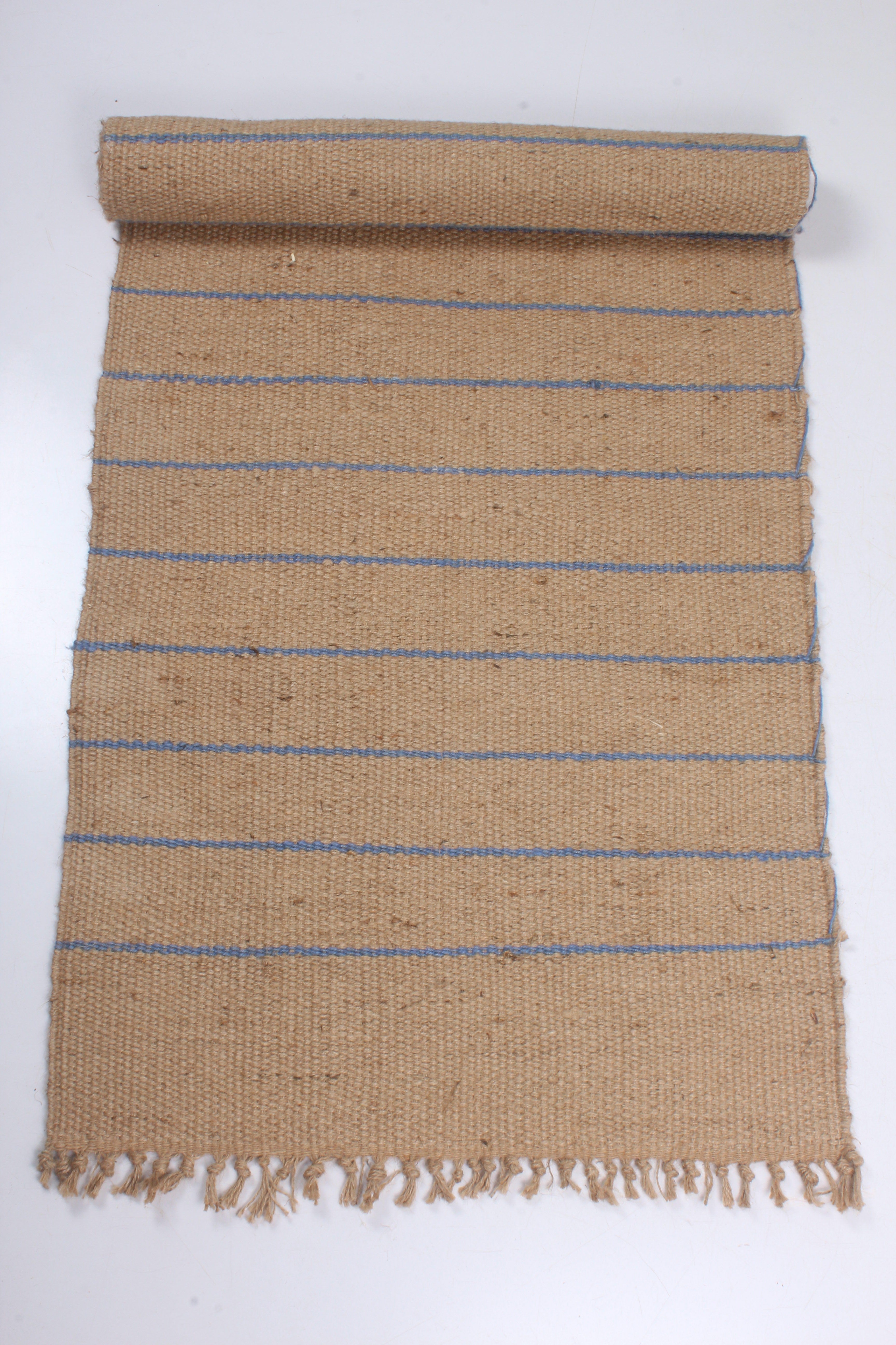 Pure Jute handwoven yoga mat with Blue Stripes