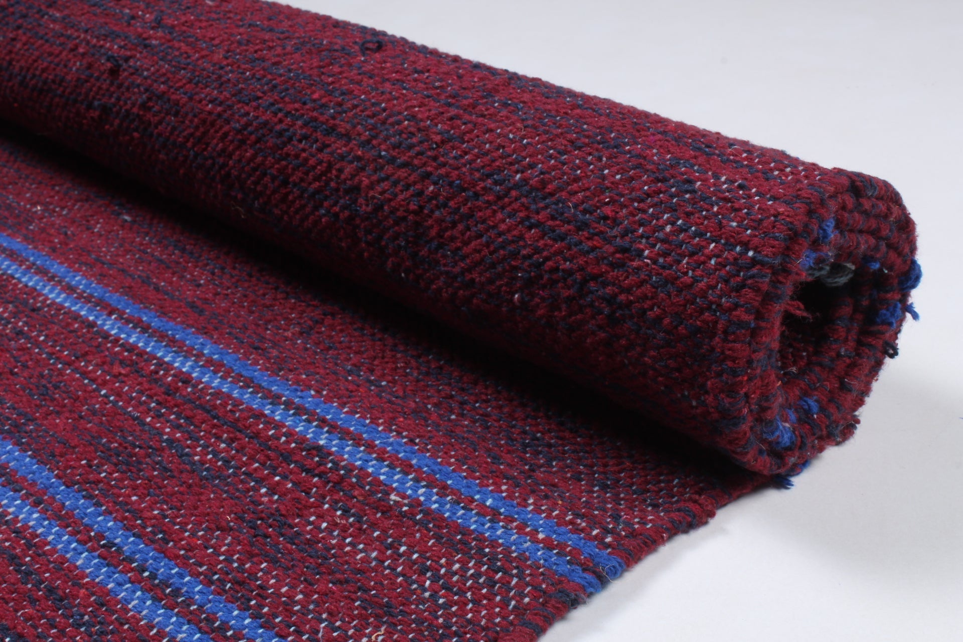 Maroon and Black Shaded Yoga Mat with Blue Stripes