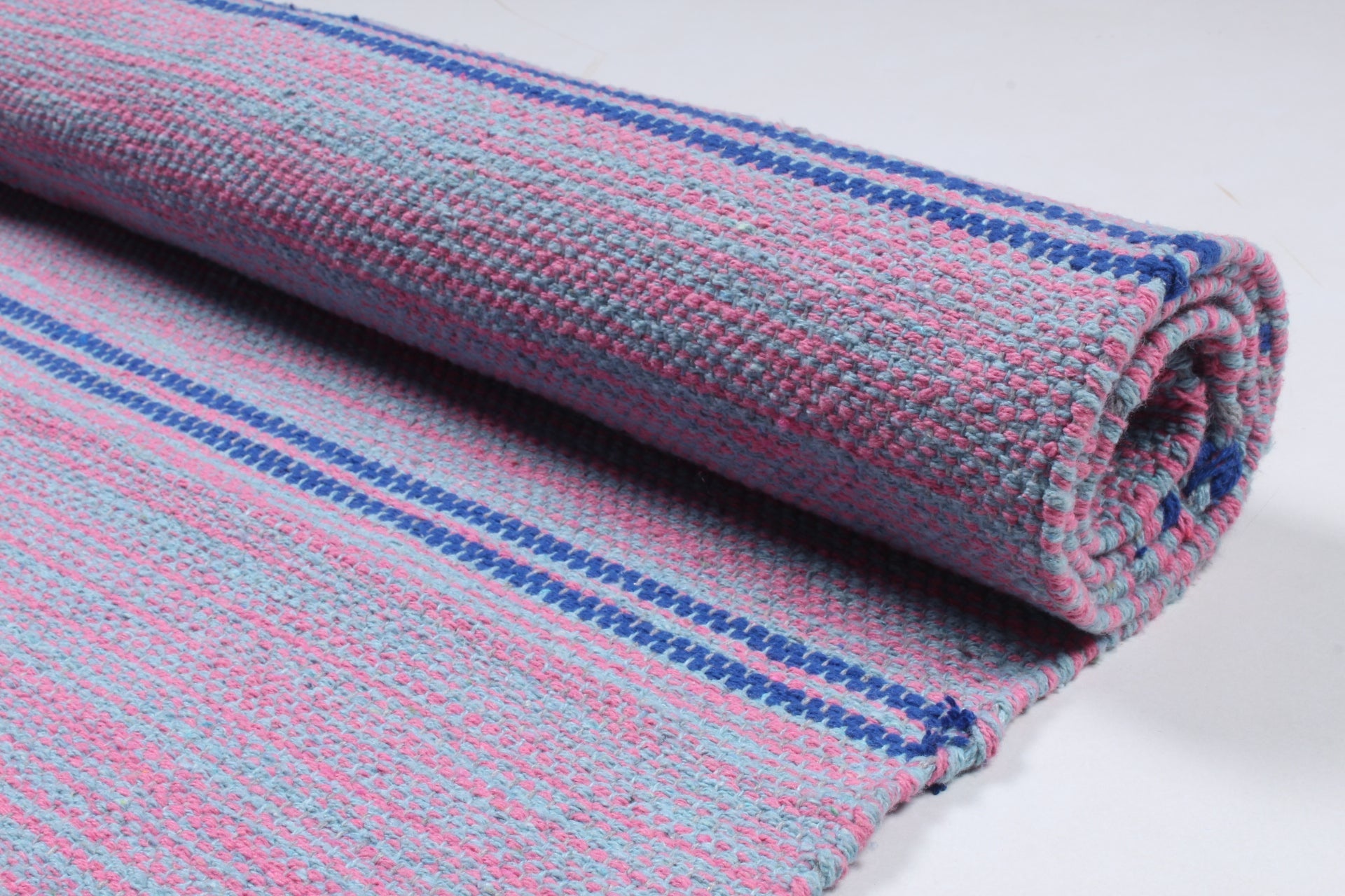 Blue and Red Shaded Yoga Mat with Blue Stripes