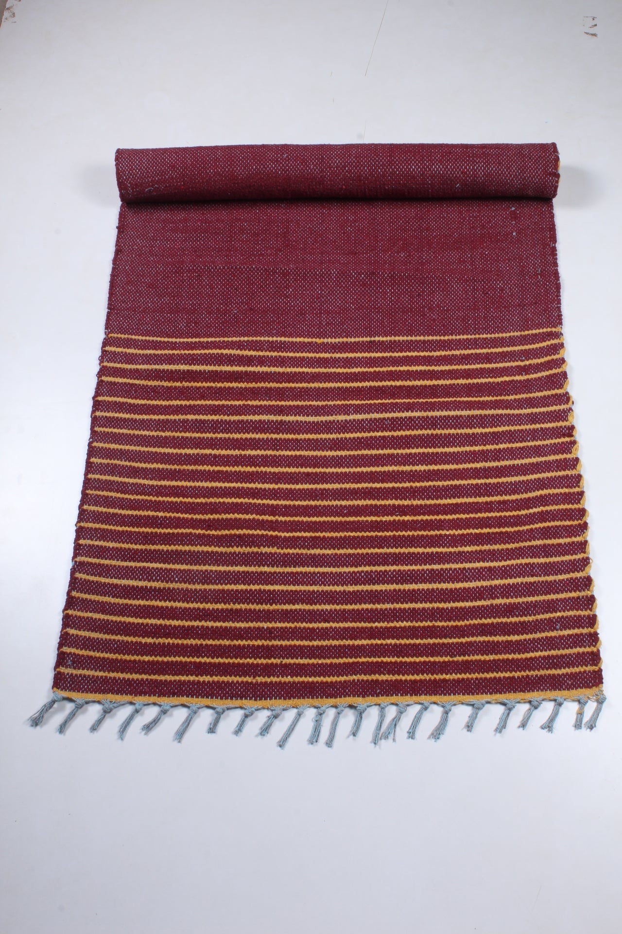 Maroon Yoga Mat with Yellow Stripes