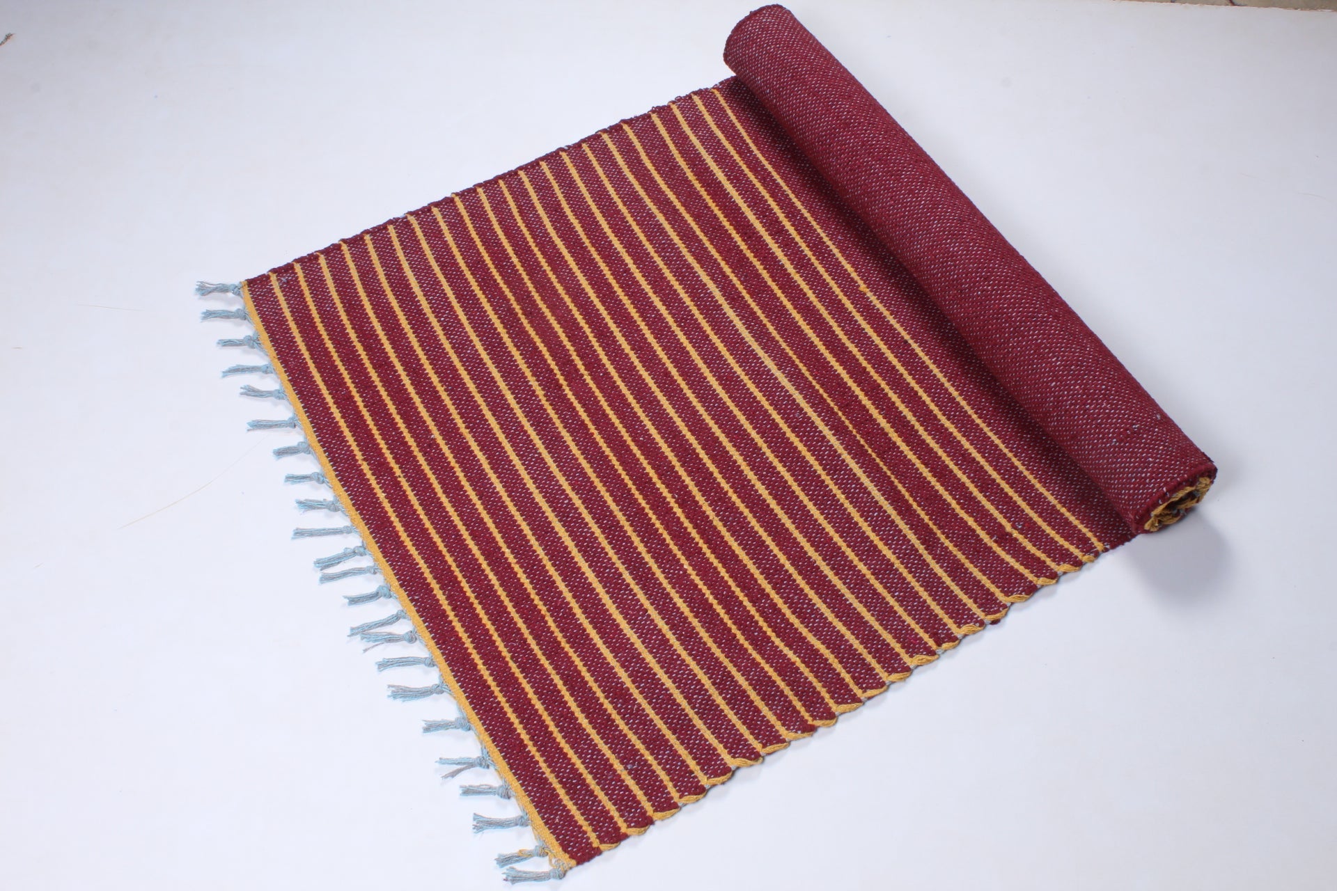 Maroon Yoga Mat with Yellow Stripes