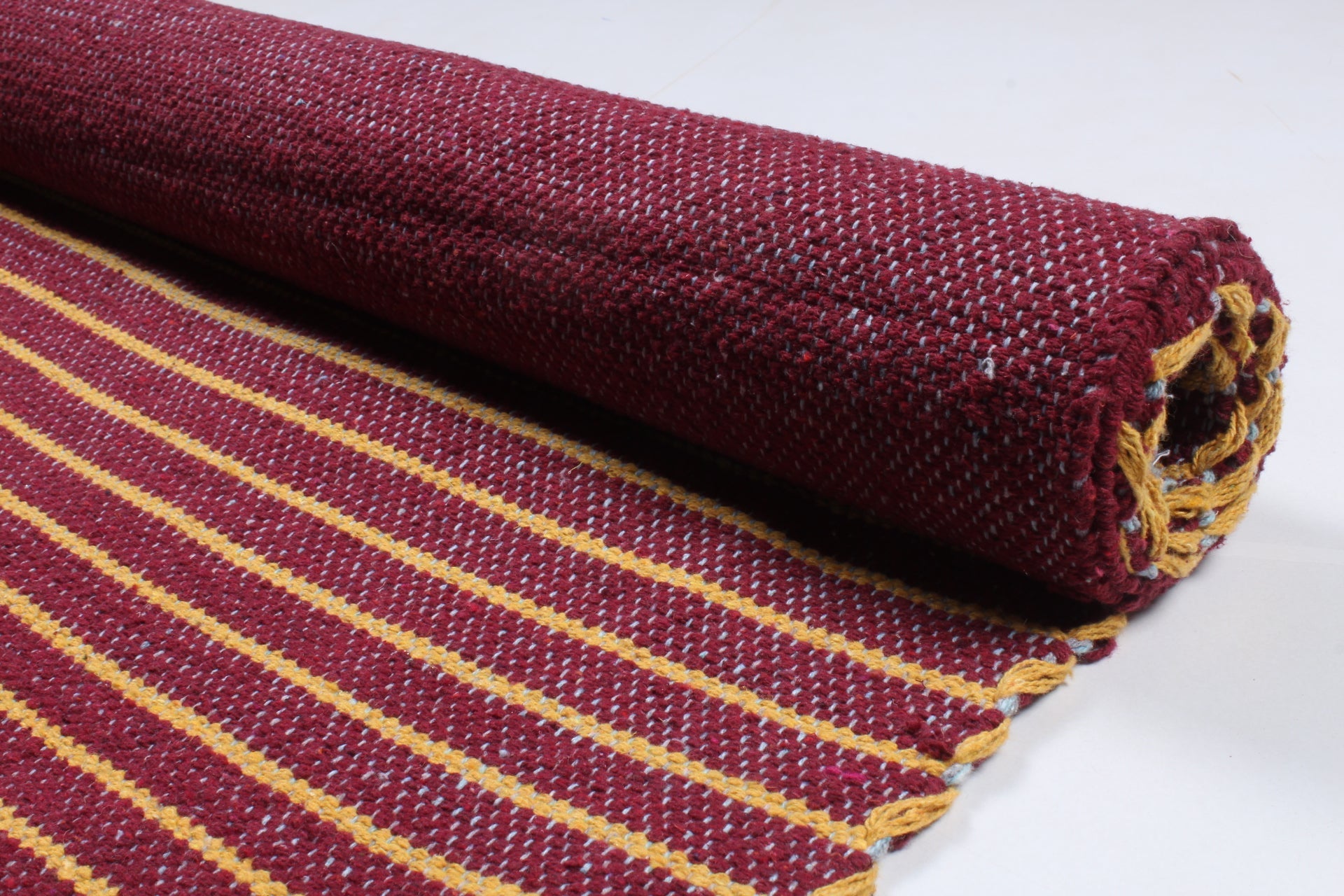 Maroon Yoga Mat with Yellow Stripes