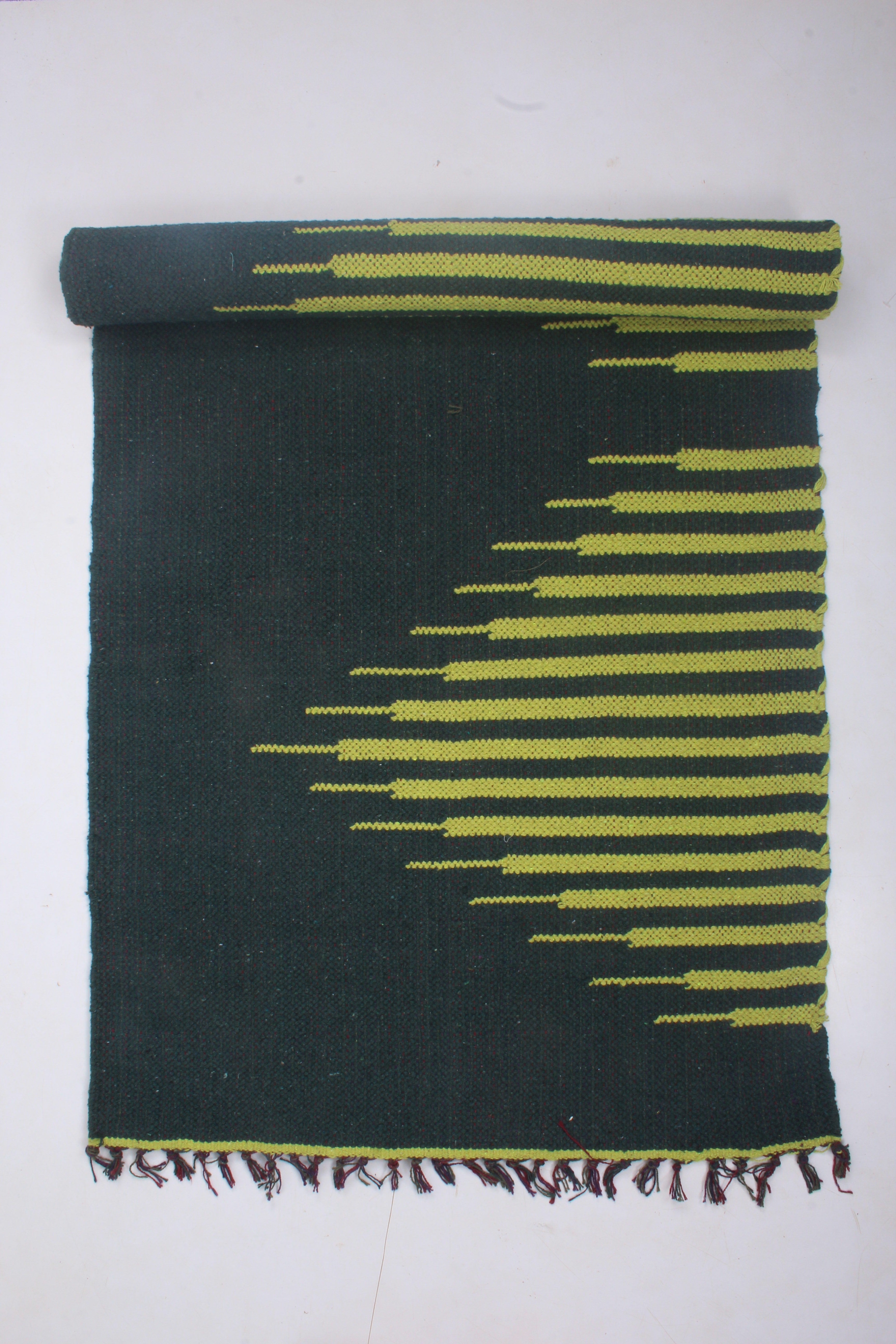 Night Green Yoga Mat with Lime Green Stripes