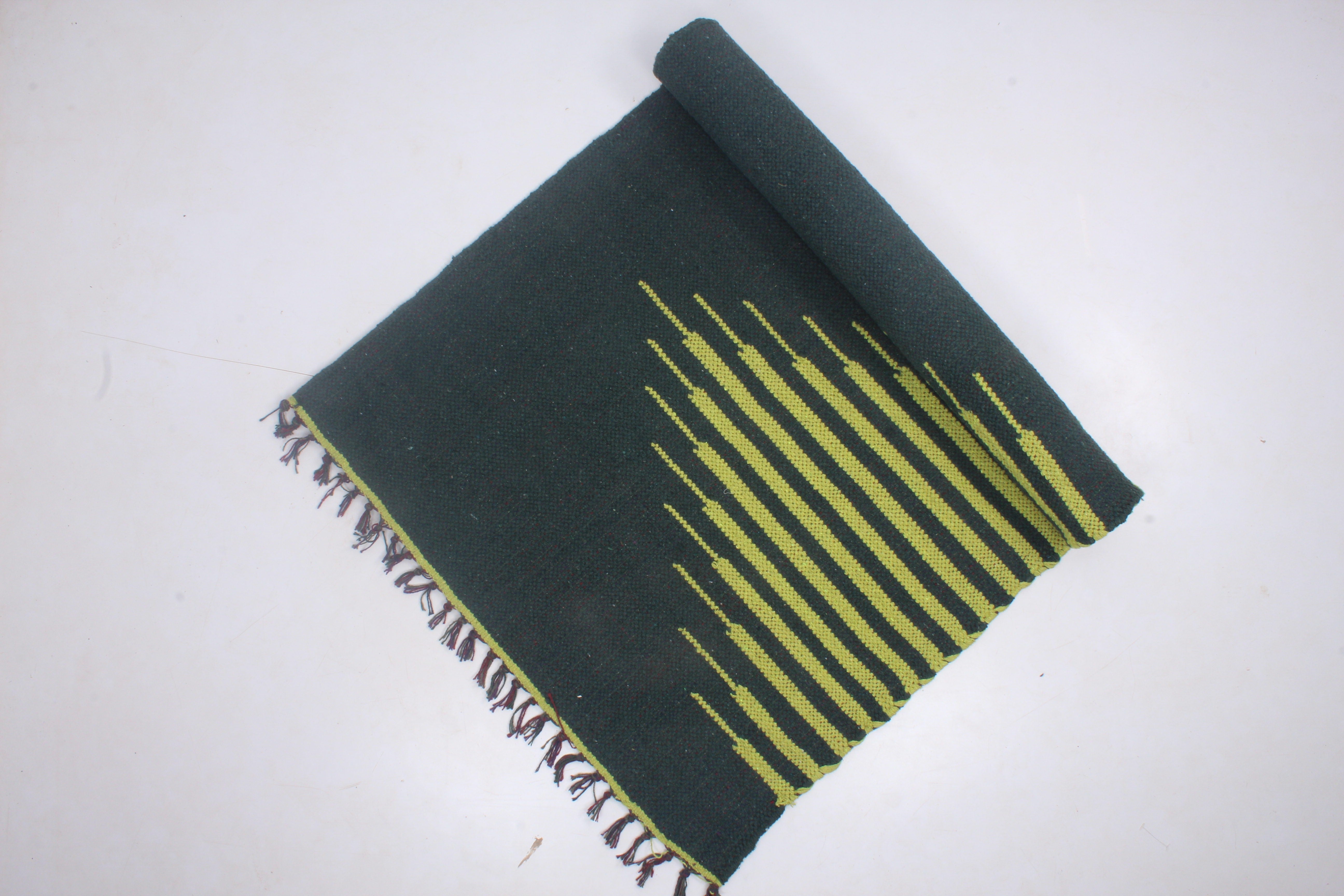 Night Green Yoga Mat with Lime Green Stripes