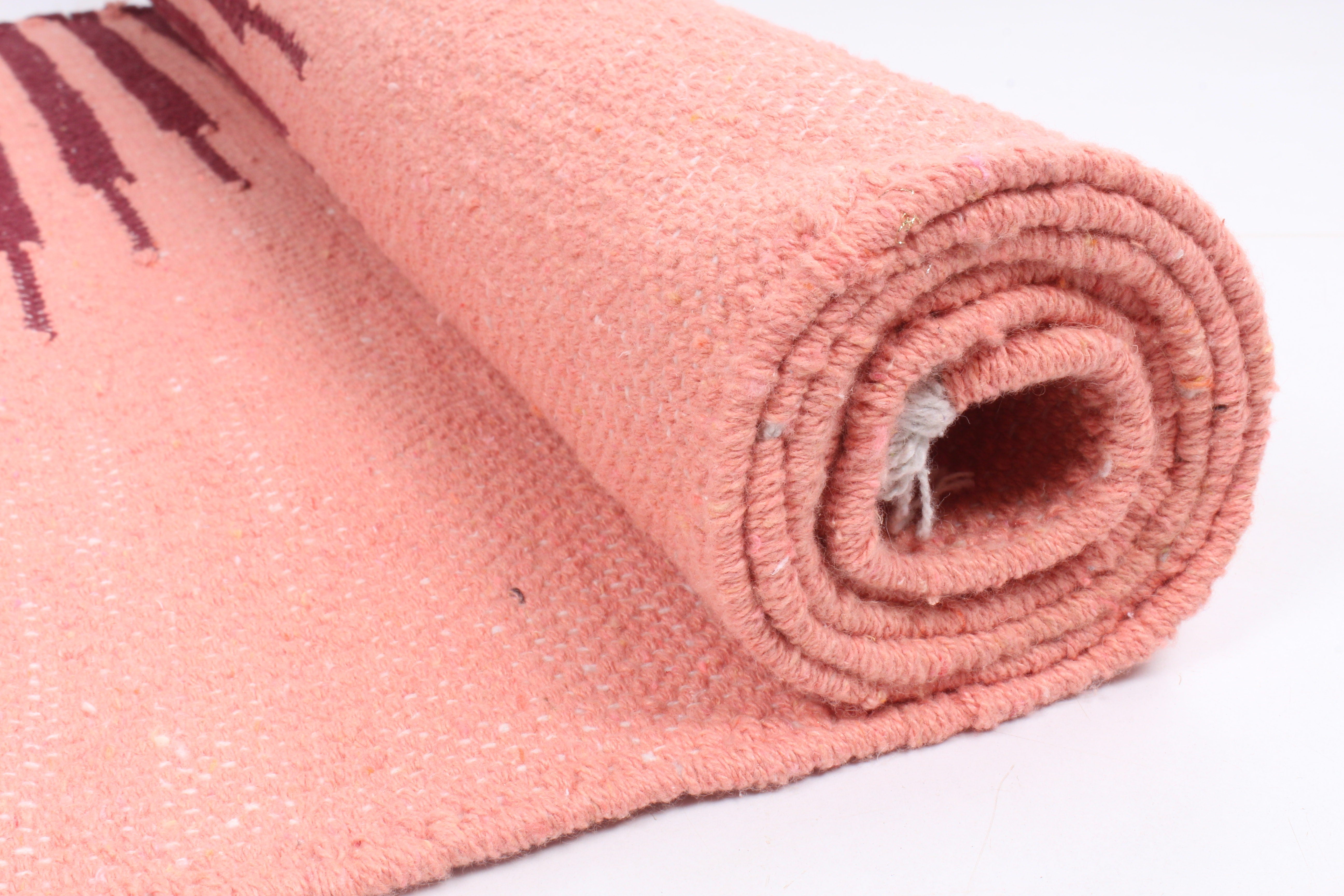 Melon Orange Yoga Mat with Maroon Red Stripes