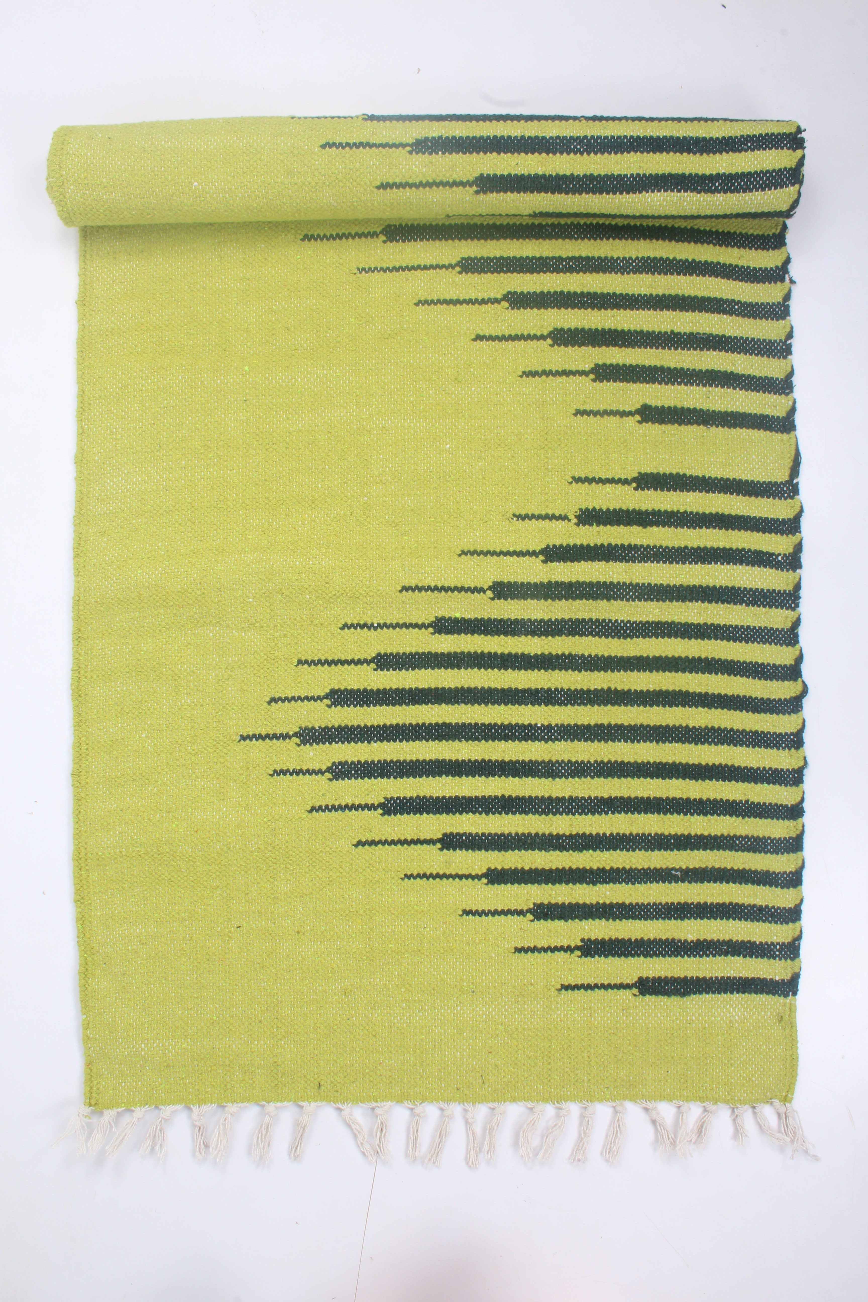 Lime Green Yoga Mat with Night Green Stripes
