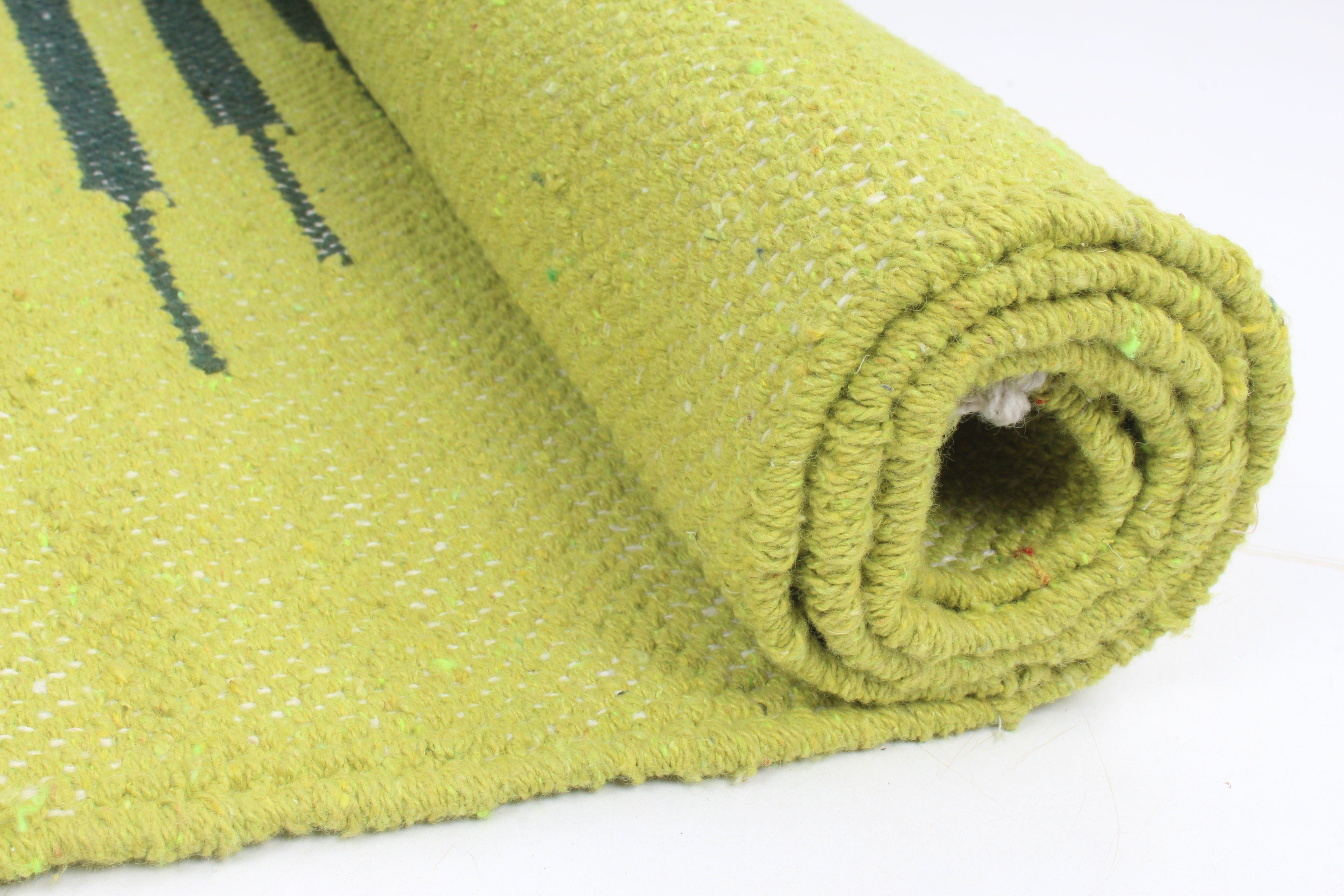 Lime Green Yoga Mat with Night Green Stripes