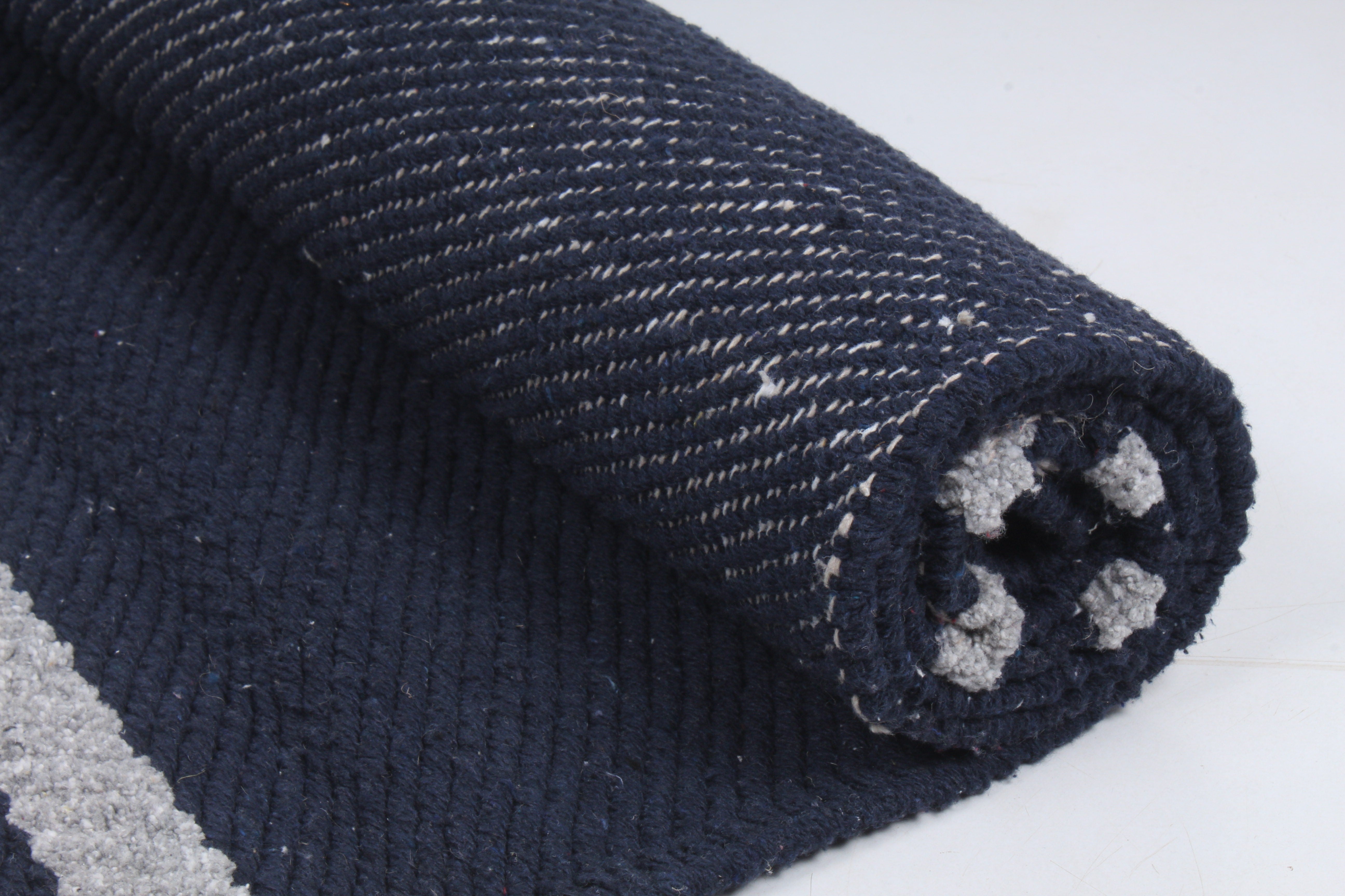 Denim Blue Yoga Mat with Coin Grey Stripes