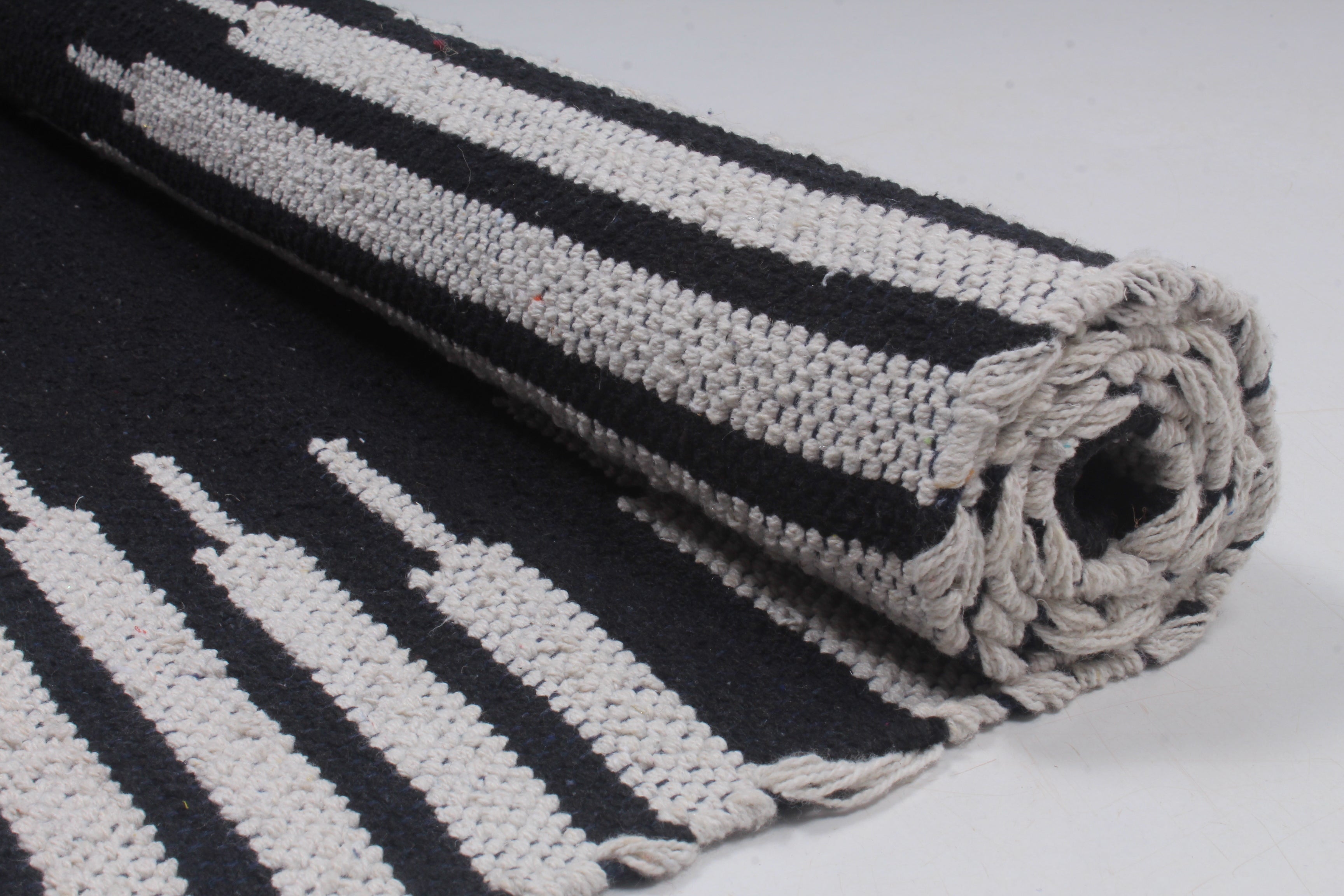 Black Yoga Mate with White Stripes