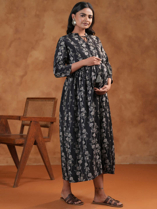 Floral Printed Fit & Flared Maternity Ethnic Dresses