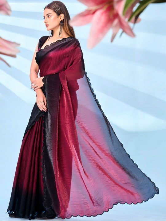 Tikhi Imli Ombre Satin Designer Saree