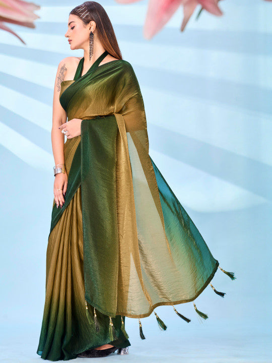 Ombre Satin Designer Saree