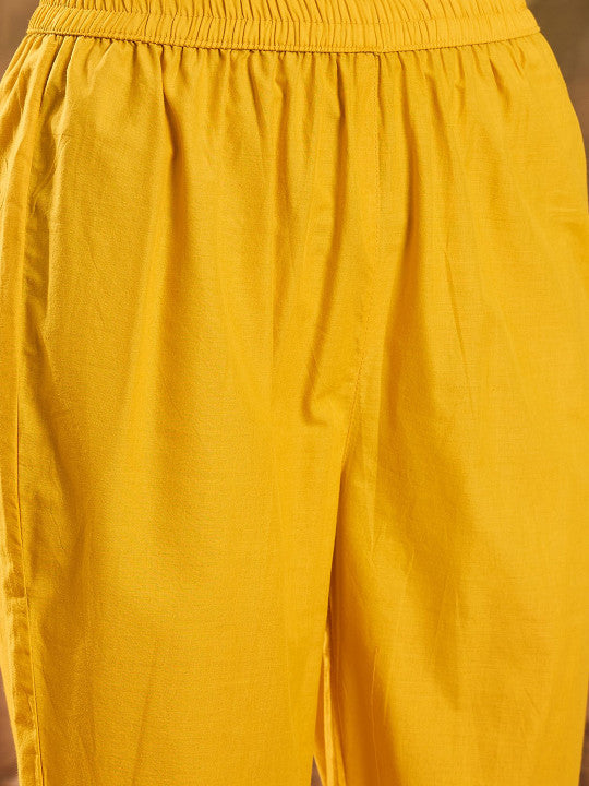 Sangria Women Striped Pure Cotton Straight Kurta & Trousers With Printed Dupatta