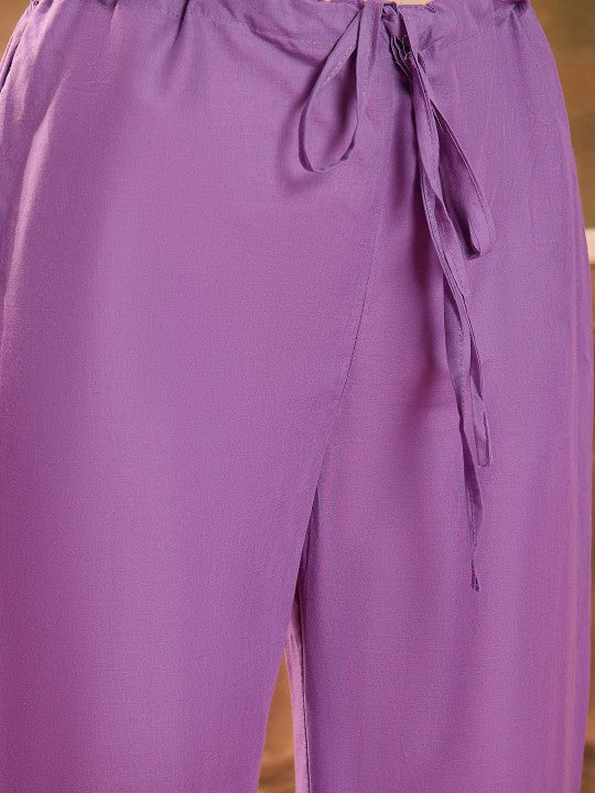 Sangria Women Thread Embroidered Pure Cotton Anarkali Kurta With Trousers & Dupatta