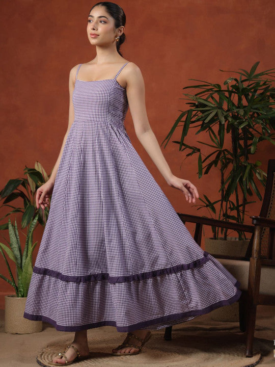 anayna Women's long dress with and ruffle detailing