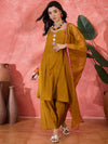 Sangria Embroidered Shoulder Straps Kurta With Trouser & Dupatta